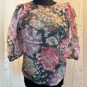 H&M sheer top with tie back detail